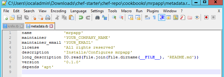 Chef Metadata.rb File