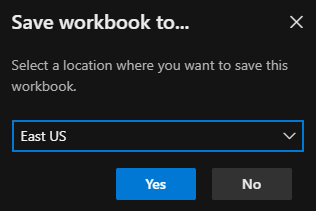 Choose region to save the workbook