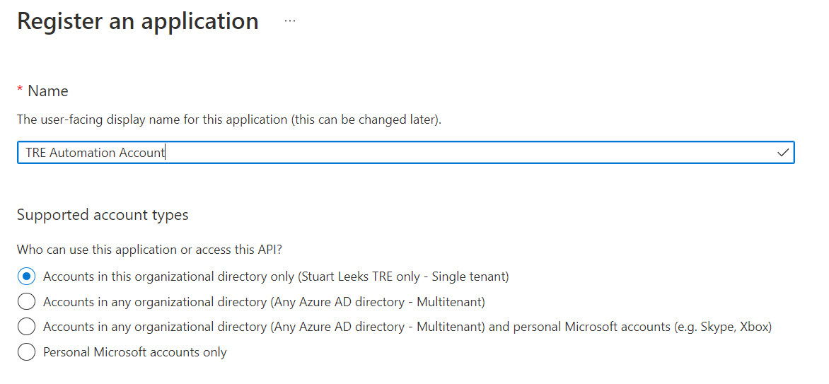 Screenshot of Azure portal showing application registration details