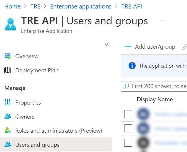 Adding users to Enterprise application