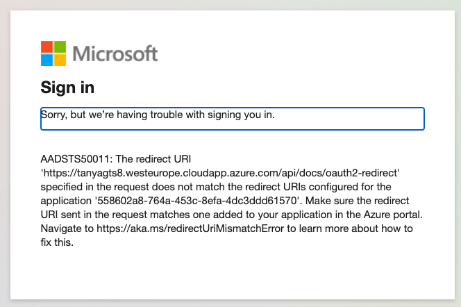 Swagger UI Auth Error