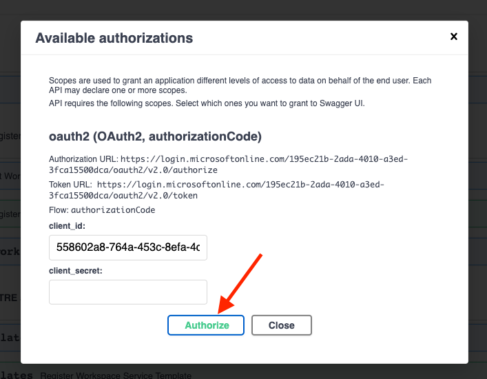 Swagger UI Authorize