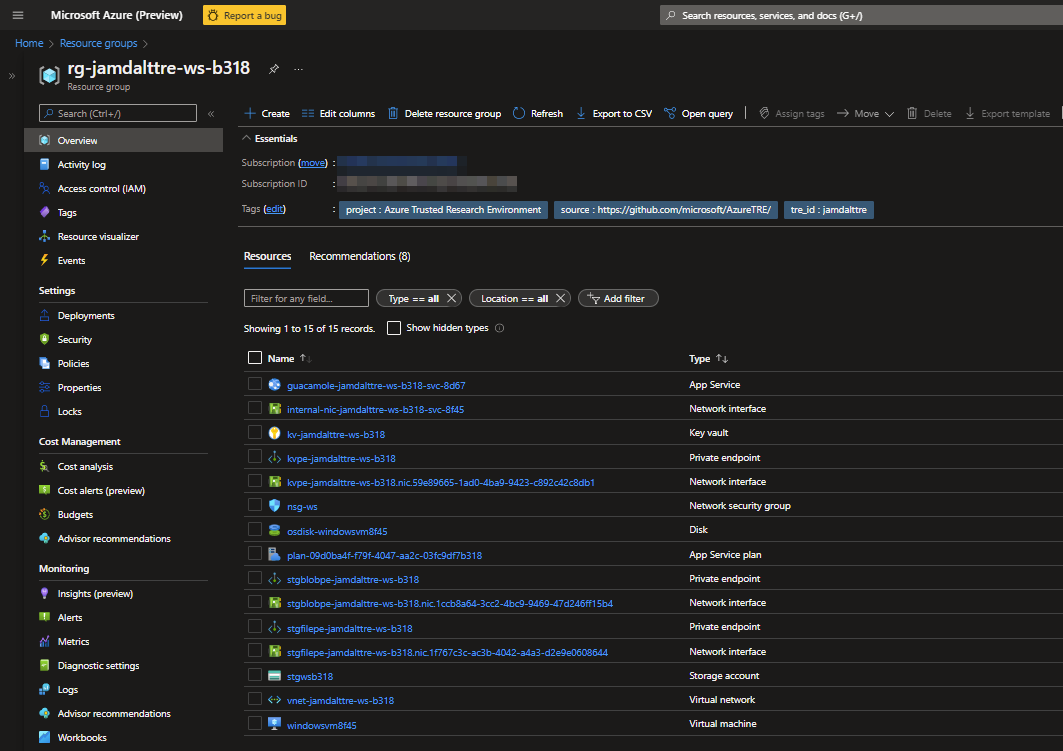Azure TRE Workspace Example