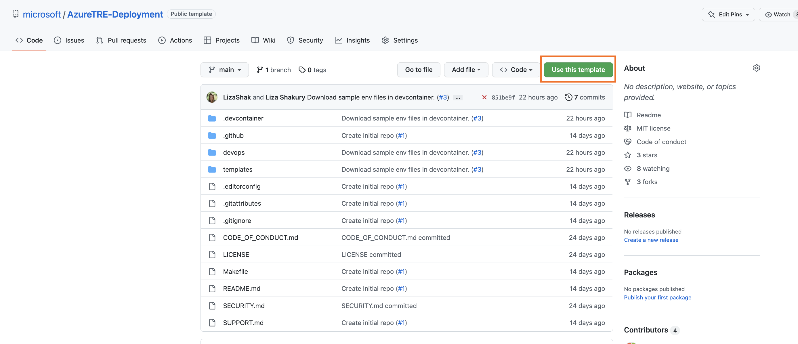 Use AzureTRE Deployment template