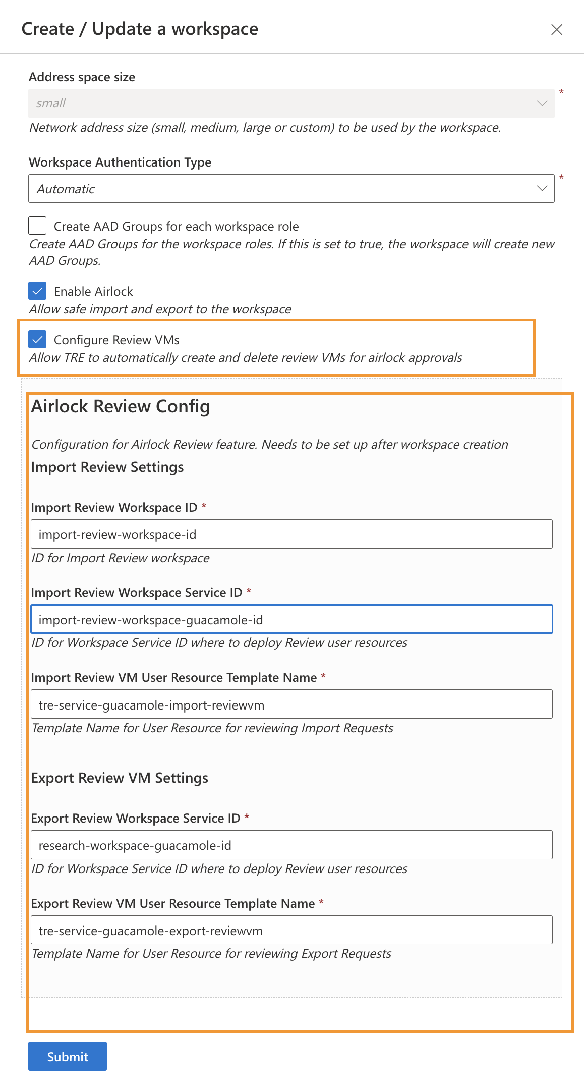 Configure properties