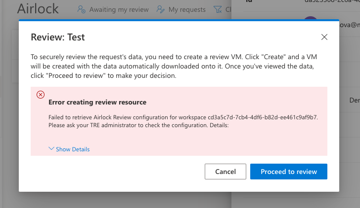 Review VM Error