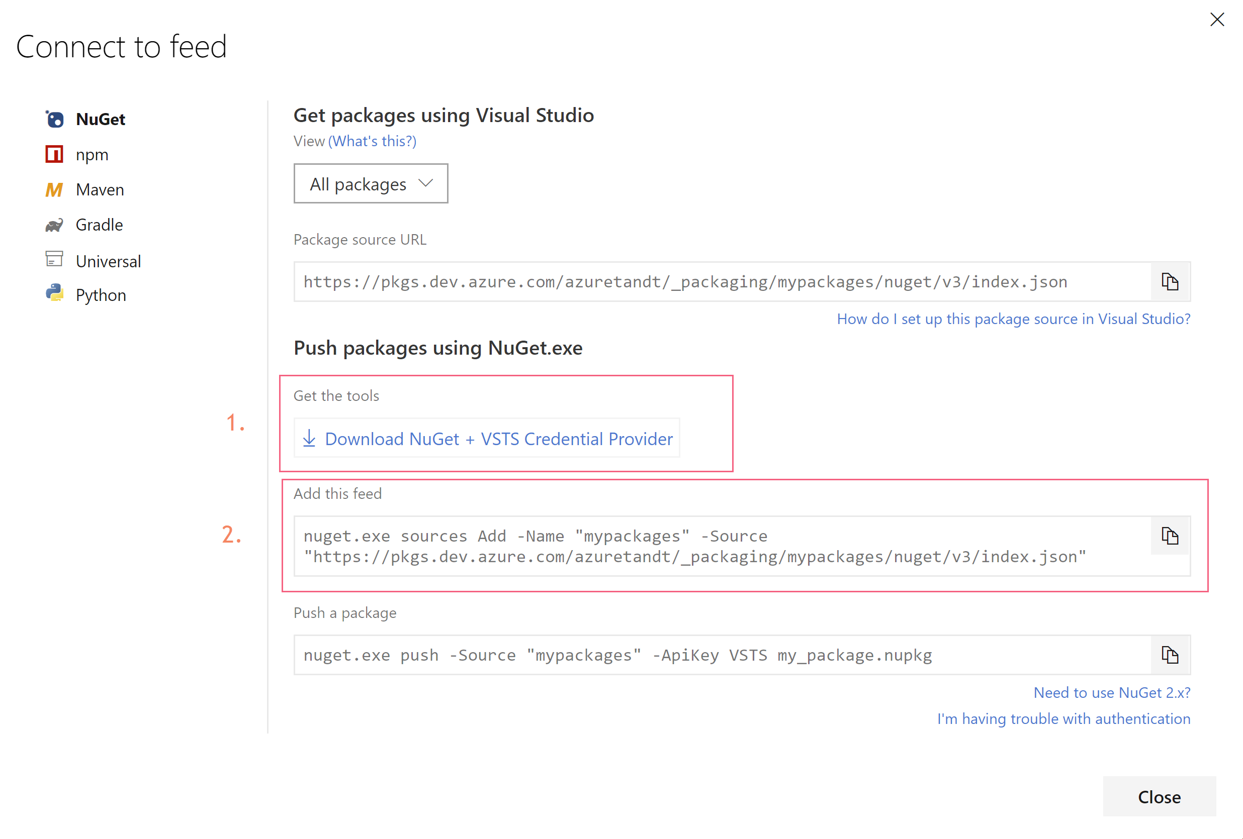 Nuget sources