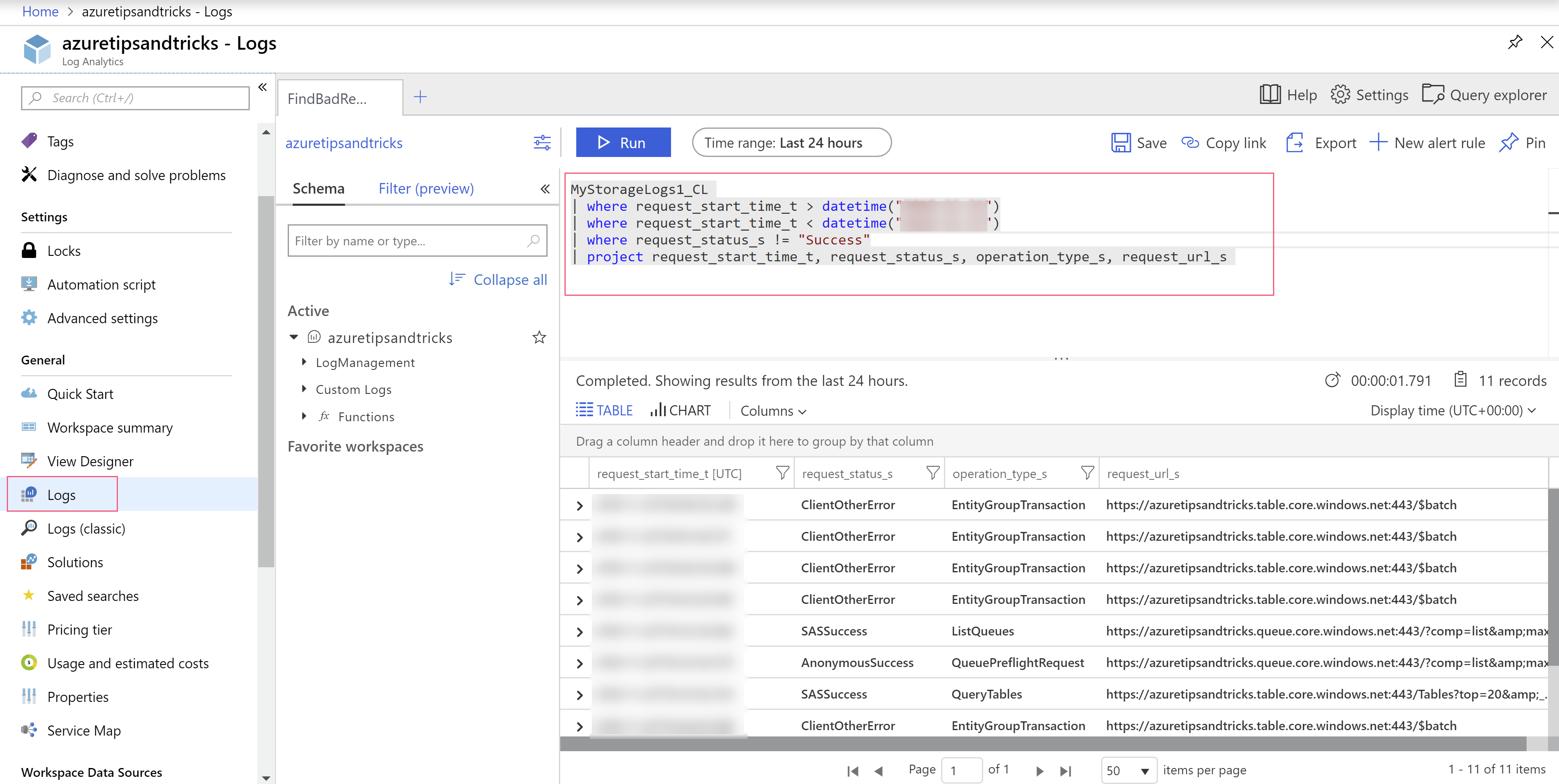 tip-205-query-azure-storage-analytics-logs-in-azure-log-analytics