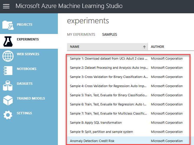 Azure experiment store