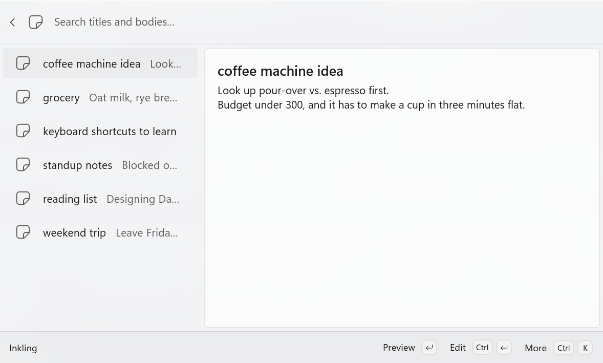 Inkling Notes interface screenshot 3 of 3