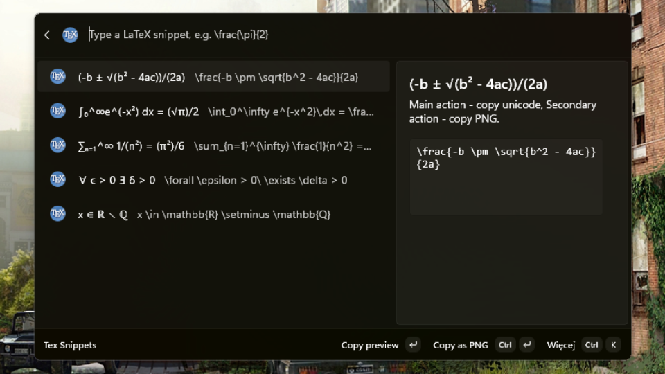 Tex Snippets interface screenshot 1 of 2
