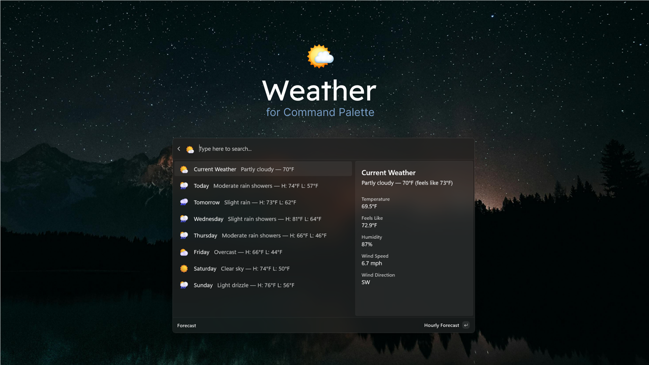 Weather interface screenshot 1 of 3