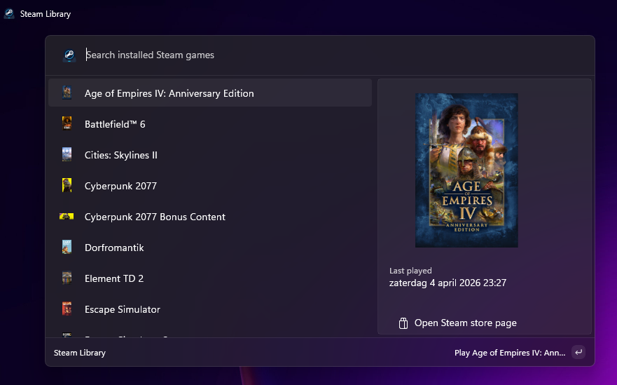 Game Library Dock interface screenshot 2 of 3