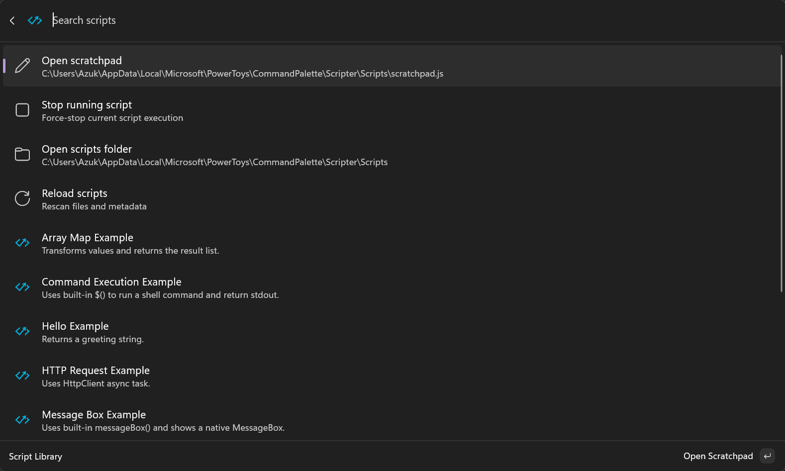 Scripter interface screenshot 1 of 1