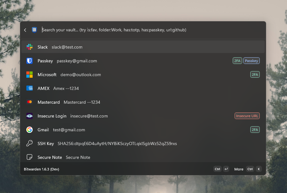 Bitwarden interface screenshot 1 of 2