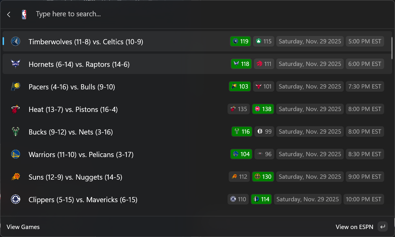 NBA interface screenshot 1 of 2