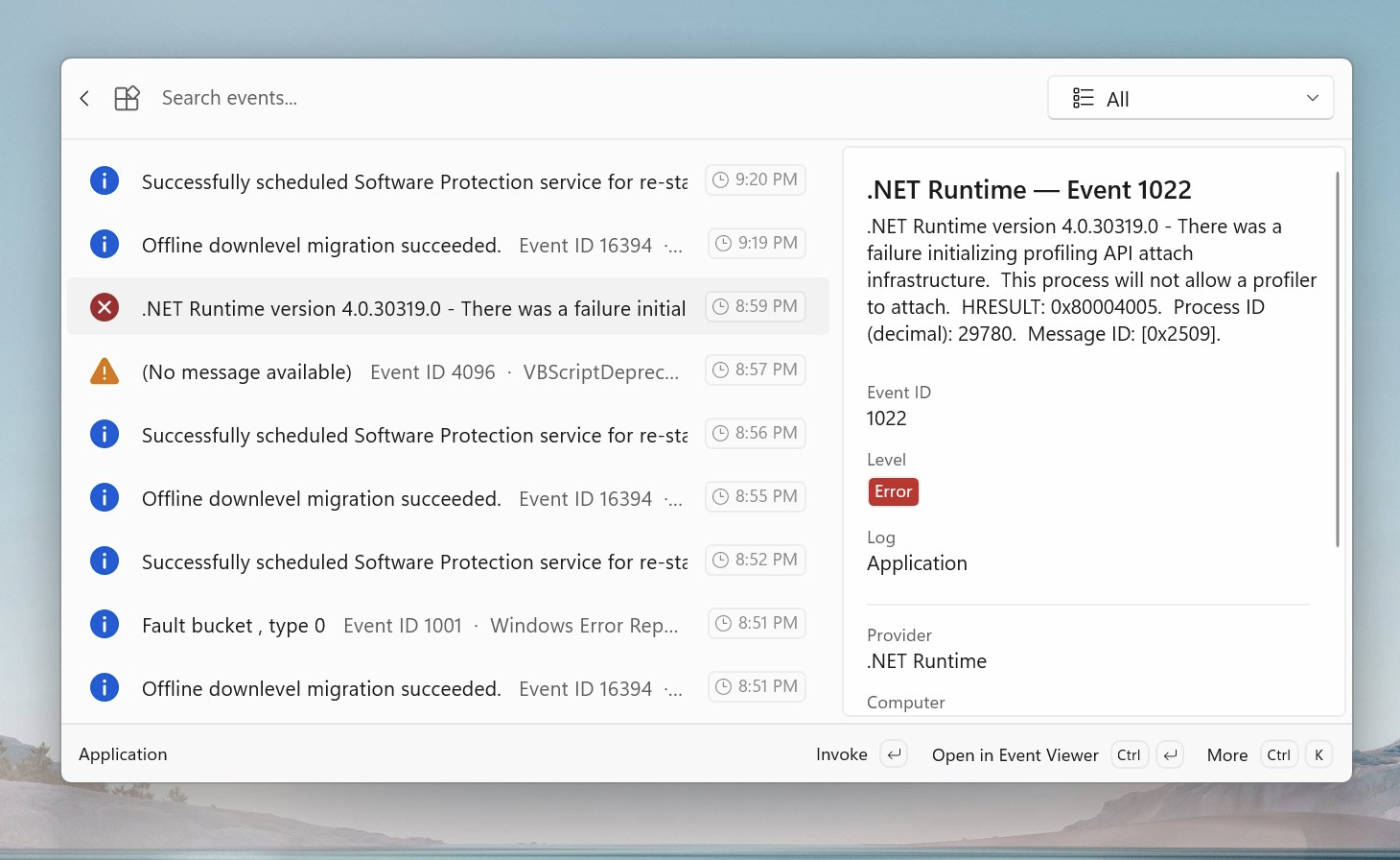 Event Viewer interface screenshot 3 of 4