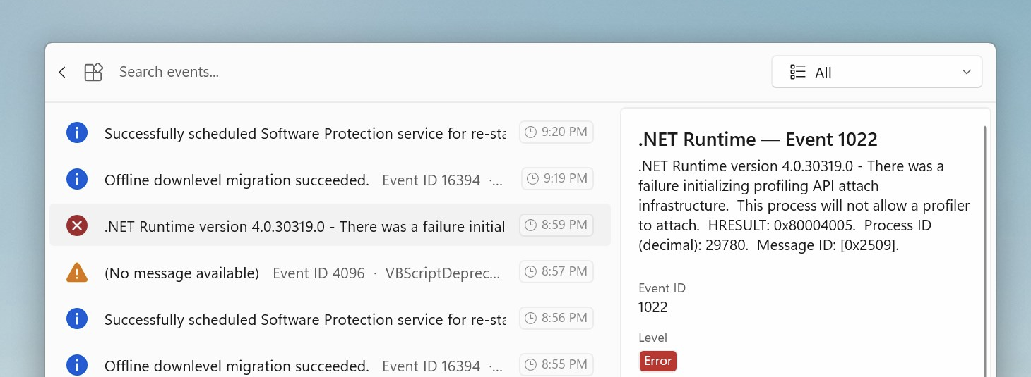 Event Viewer interface screenshot 4 of 4