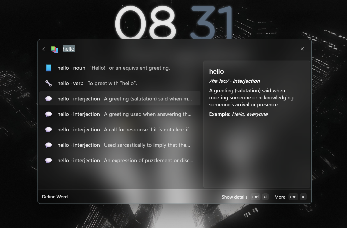 Define Word interface screenshot 3 of 4