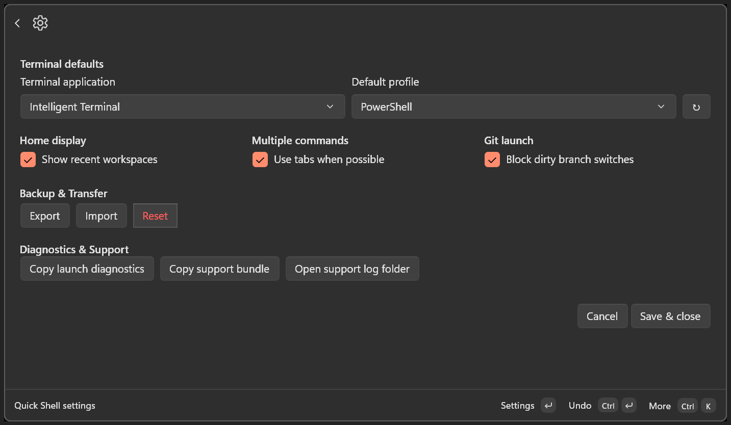 Quick Shell interface screenshot 3 of 4