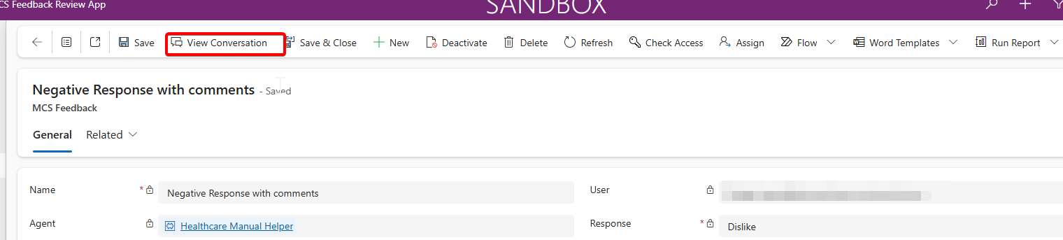 View conversation button
