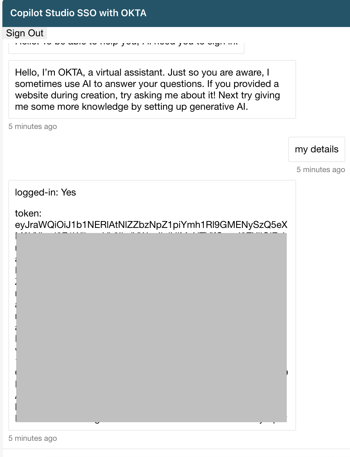 The user's access token