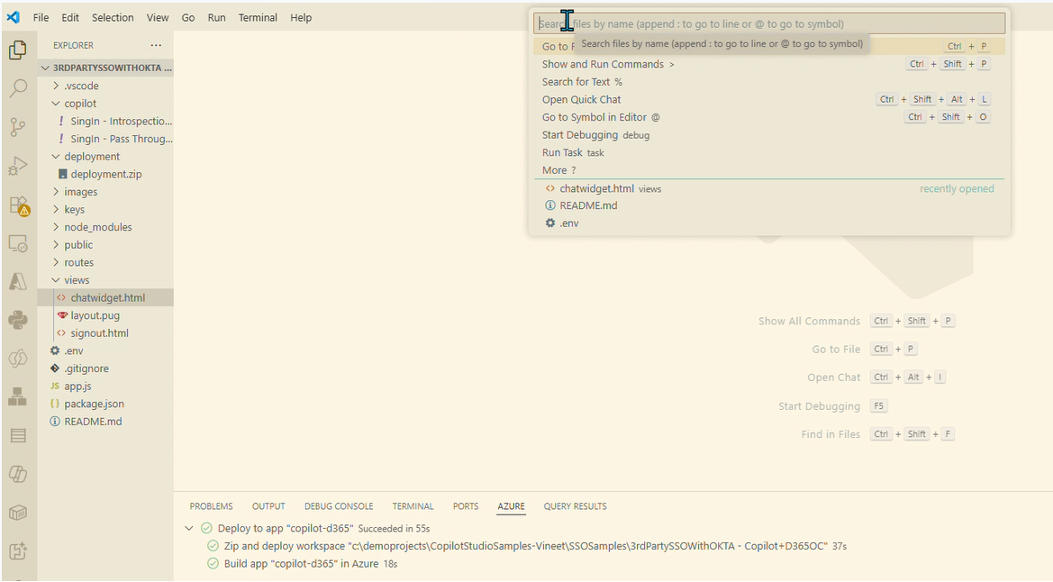 In Command Bar, select `Show and Run Commands`.