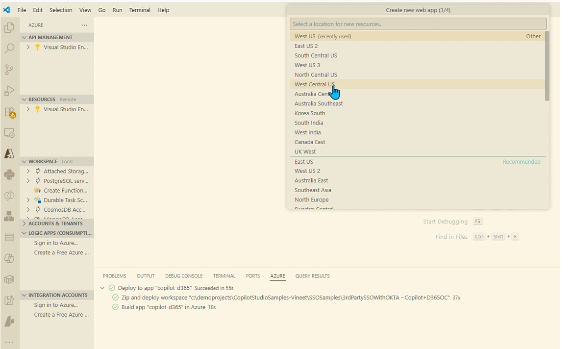 In Command Bar, select location of the app resource.