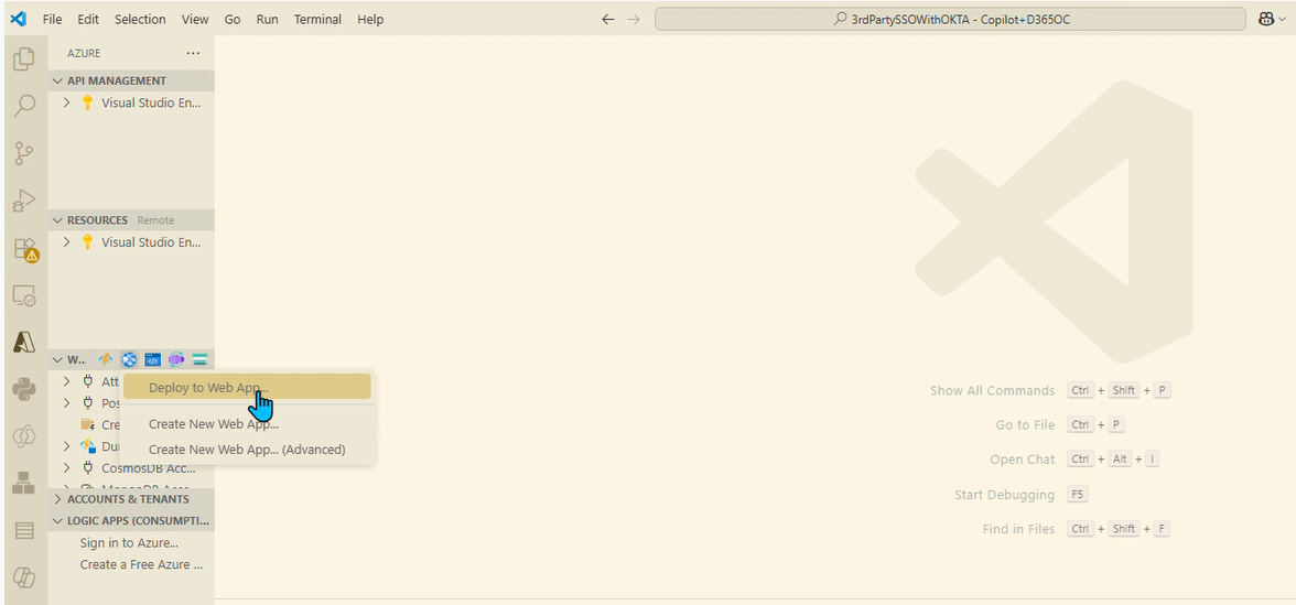 Click `Deploy to web app`.