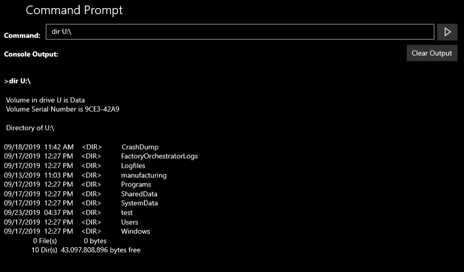 The Command Prompt screen