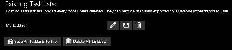 Manage TaskLists page with one TaskList loaded