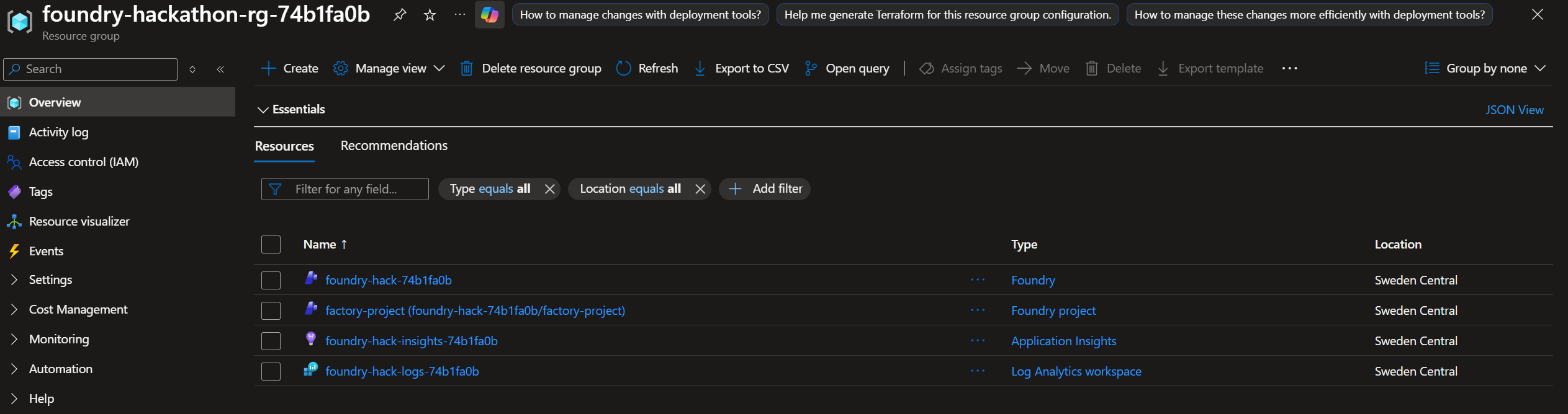 Azure Portal Resources