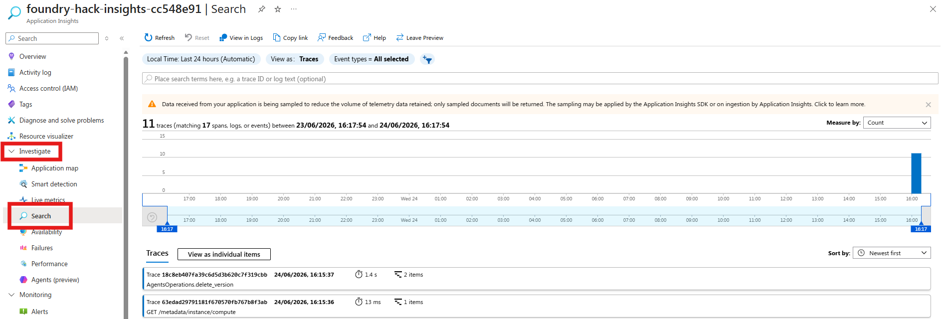 Application Insights Search