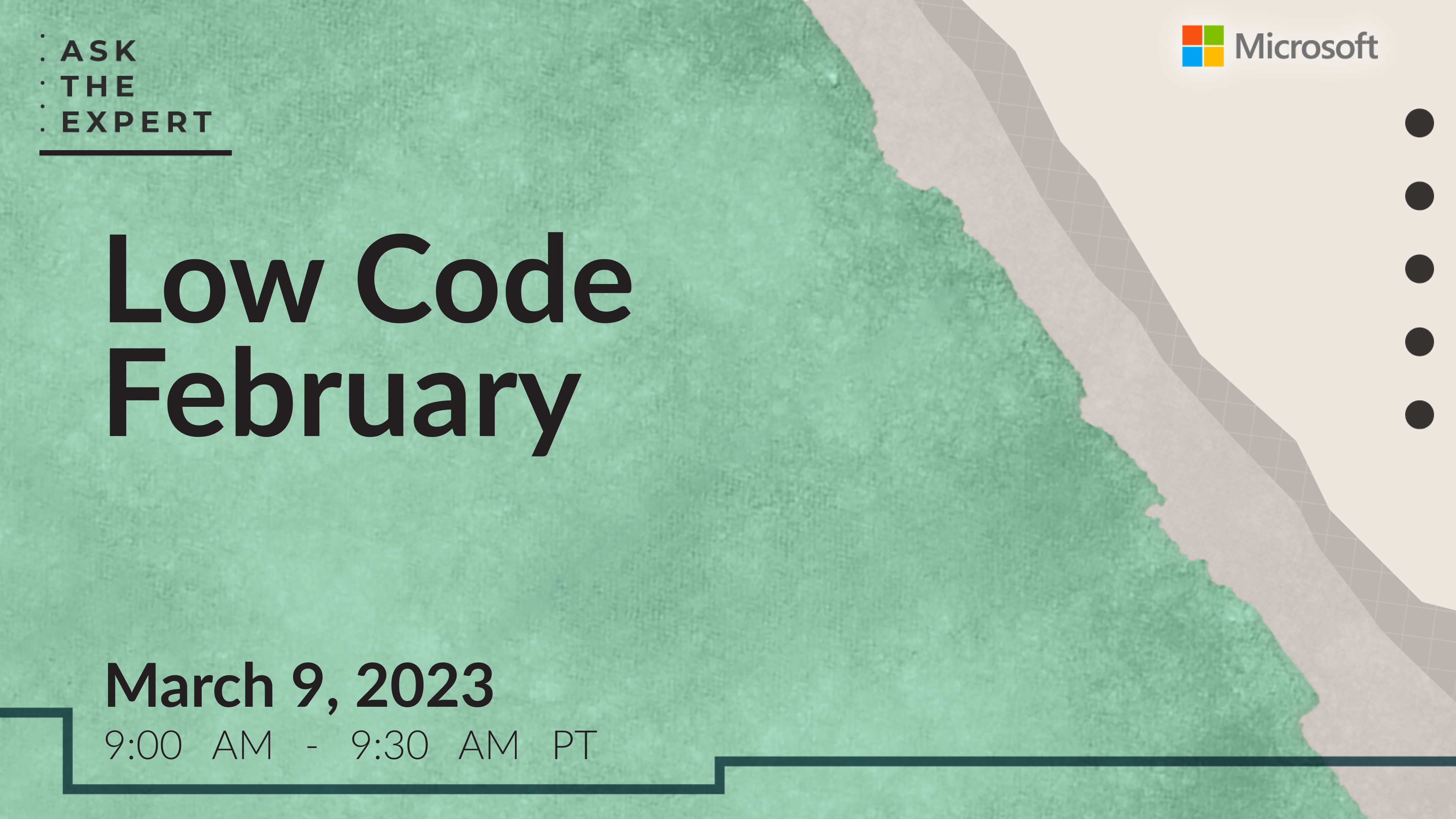 Banner for Low Code February Ask the Expert session