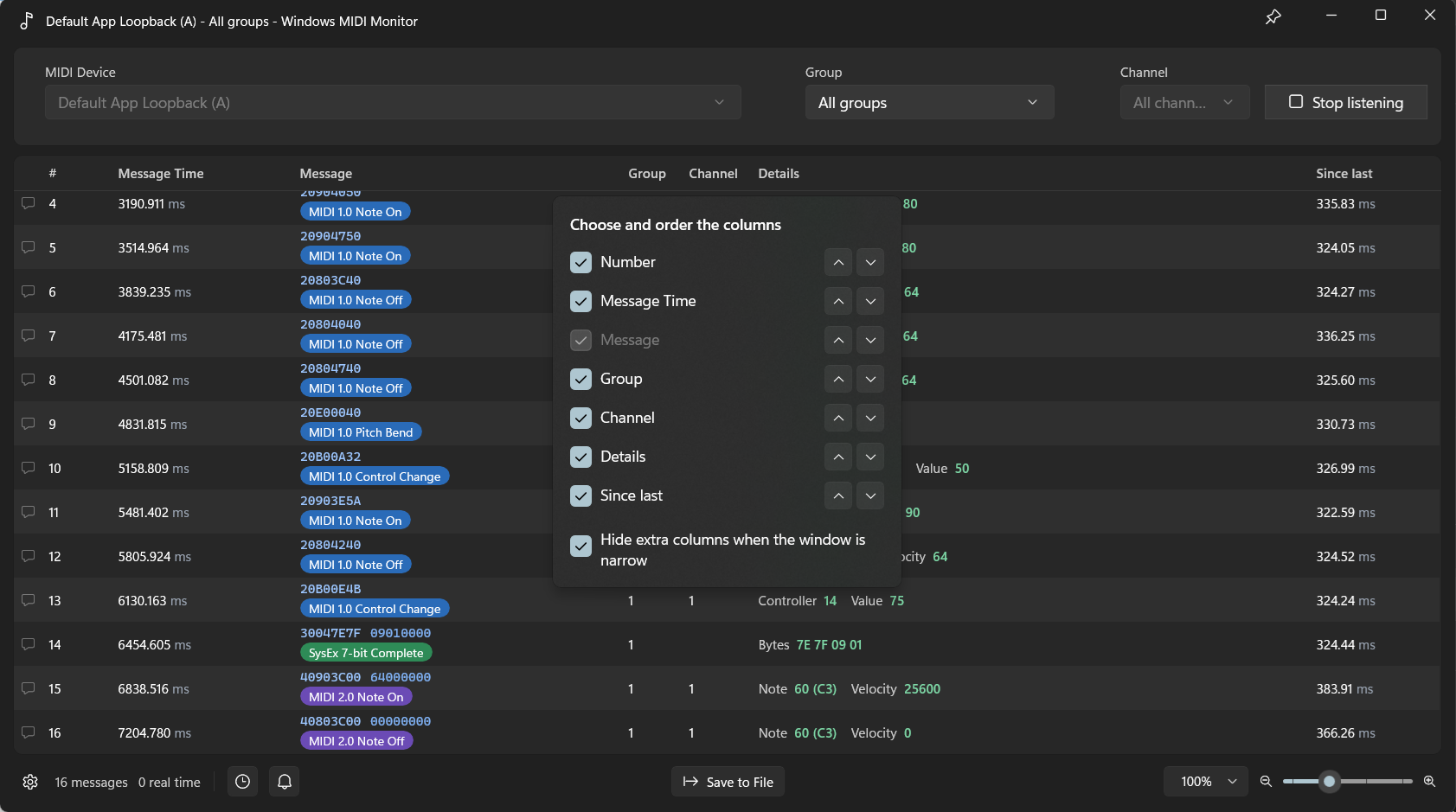 Choosing columns