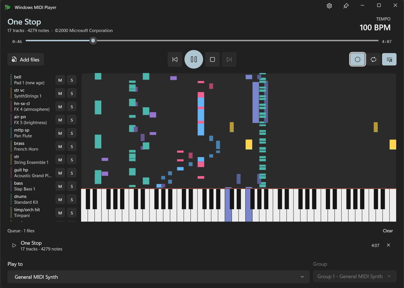 Notes falling towards the keyboard