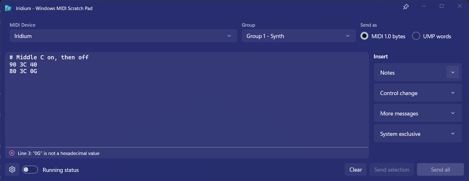 A typing mistake reported in the status strip