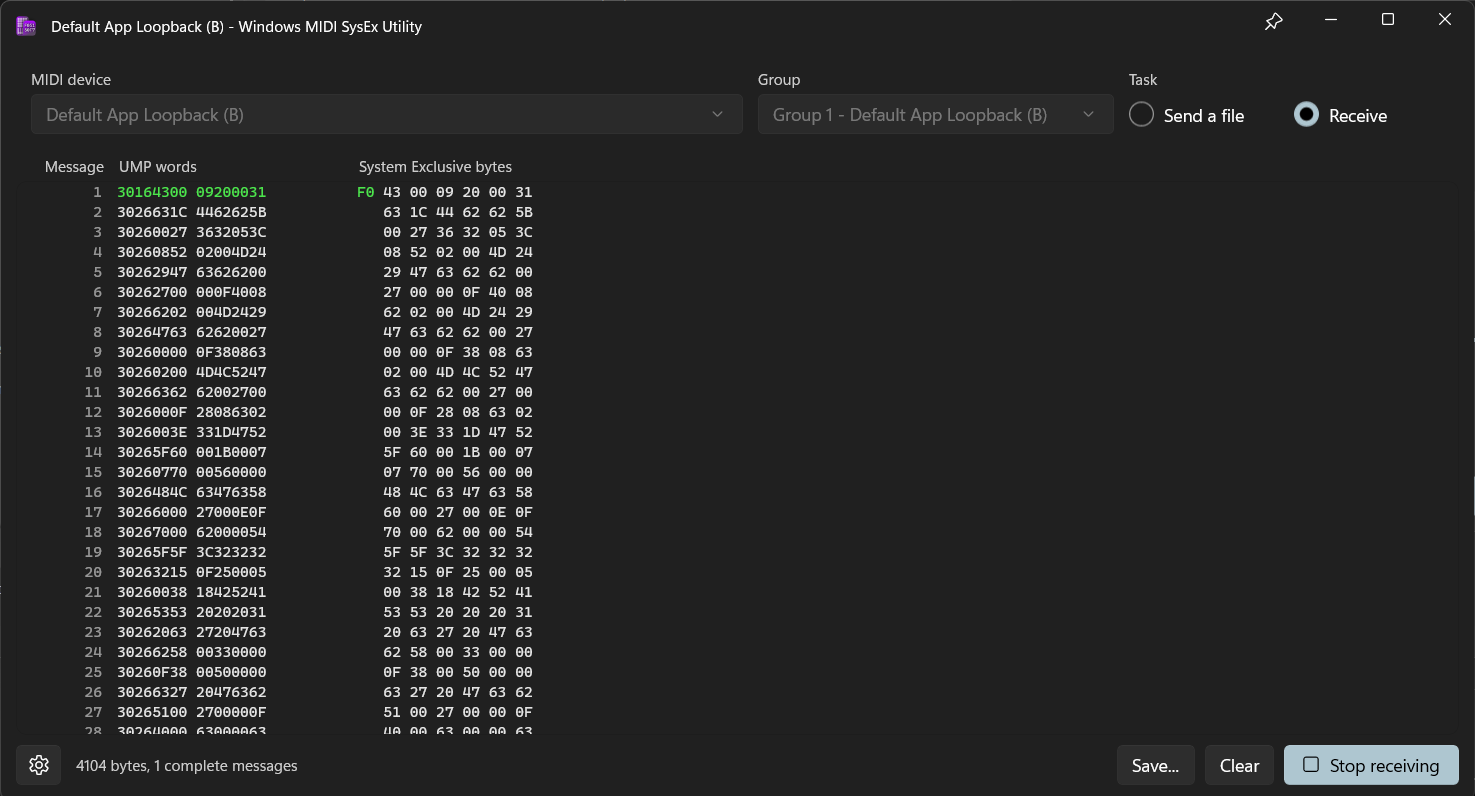 Data arriving on the receive page