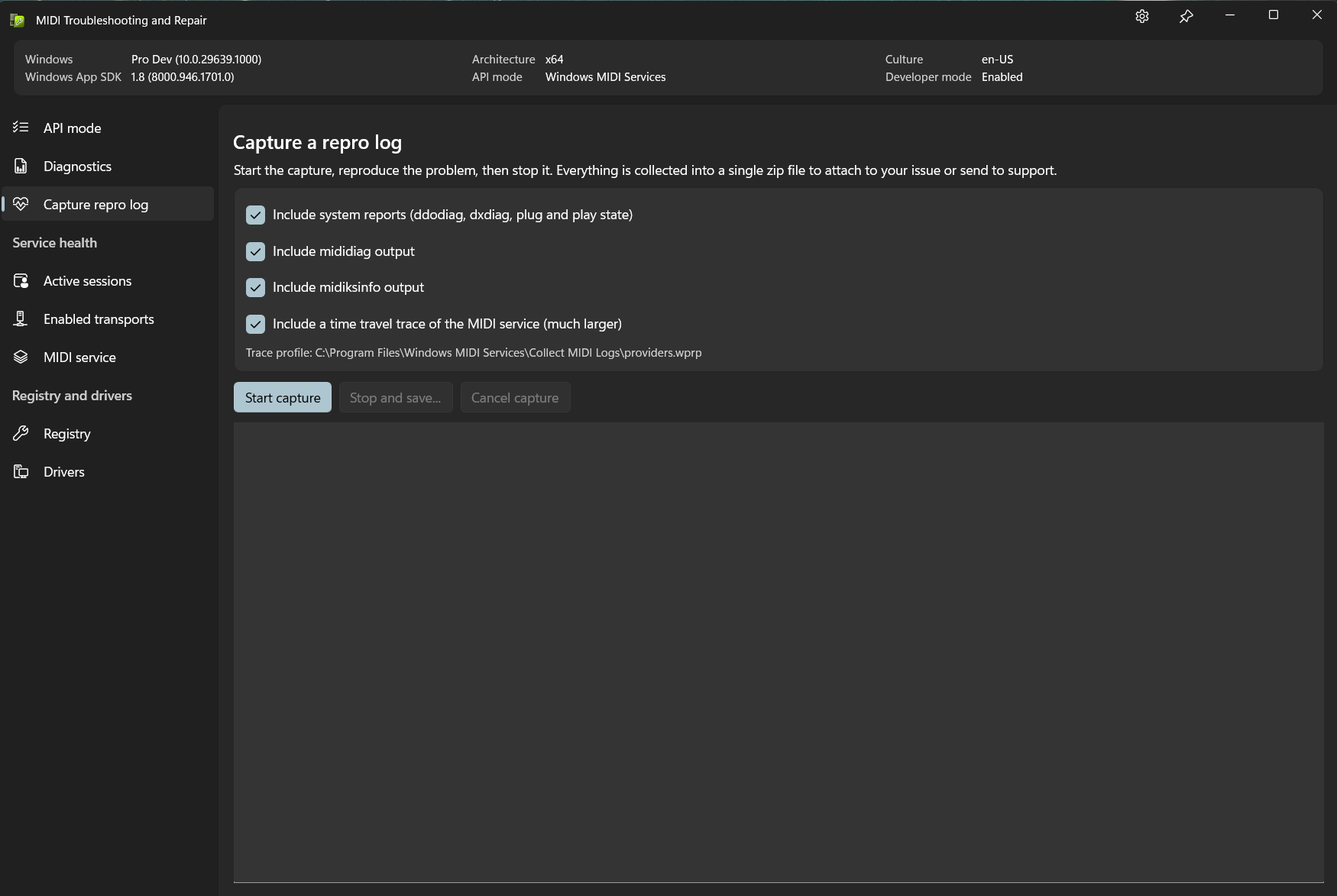 Choosing what to include in a repro log capture