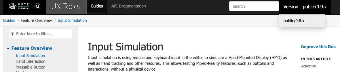 MRTK version reference