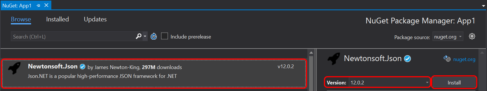 Install the Newtonsoft.Json NuGet package