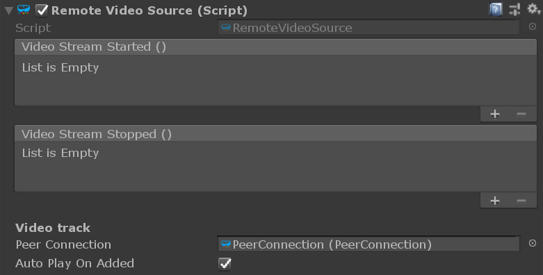 The RemoteVideoSource Unity component