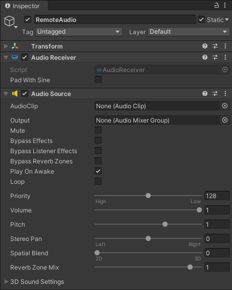 Create the audio receiver