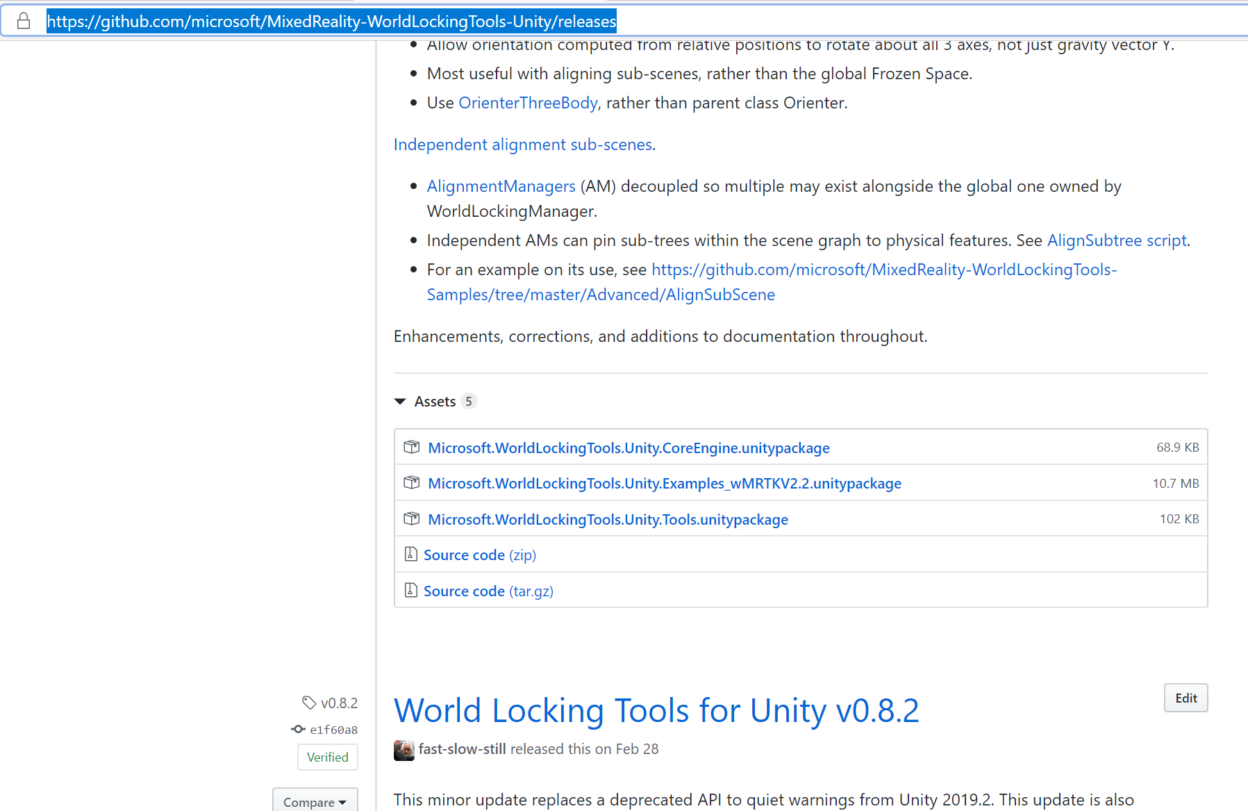 World Locking Tools releases page