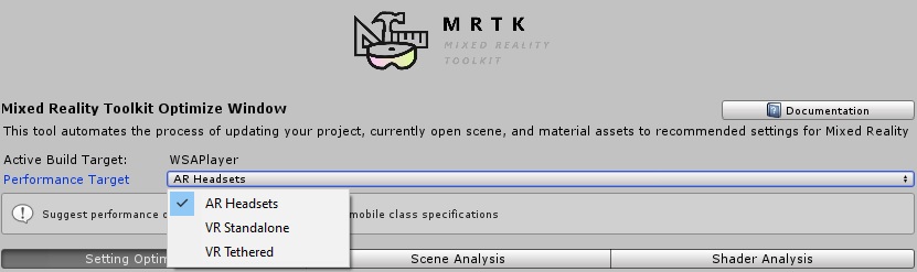 MRTK Optimize Window Performance Target
