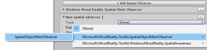 Selecting the spatial object mesh observer