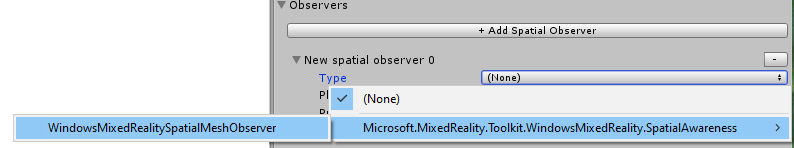 Select the Spatial Observer Implementation