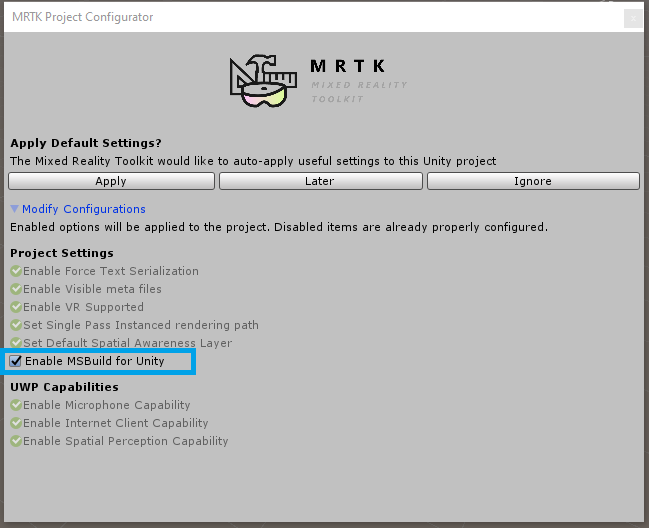 MRTK Configurator