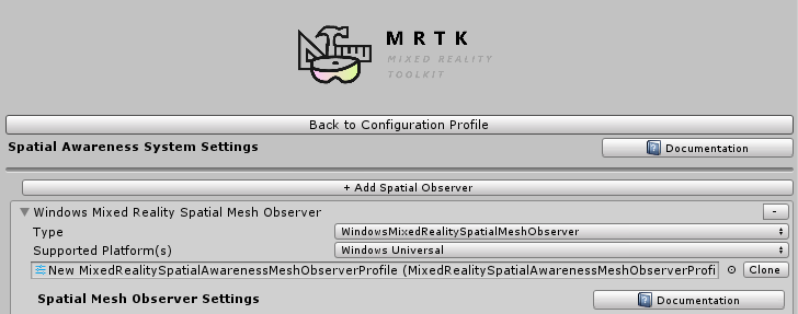 Spatial Awareness System Profile