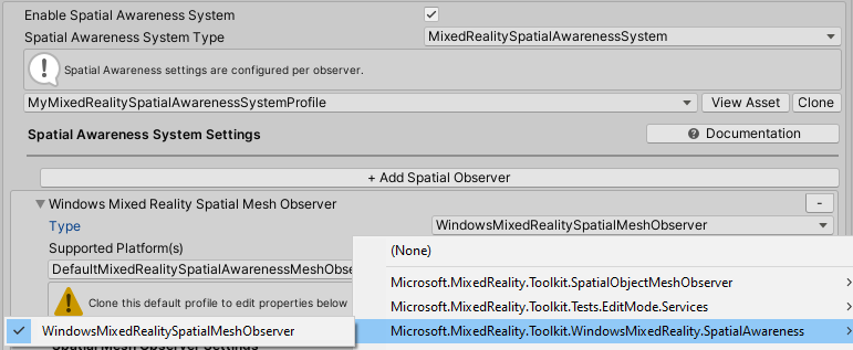 Legacy spatial awareness settings